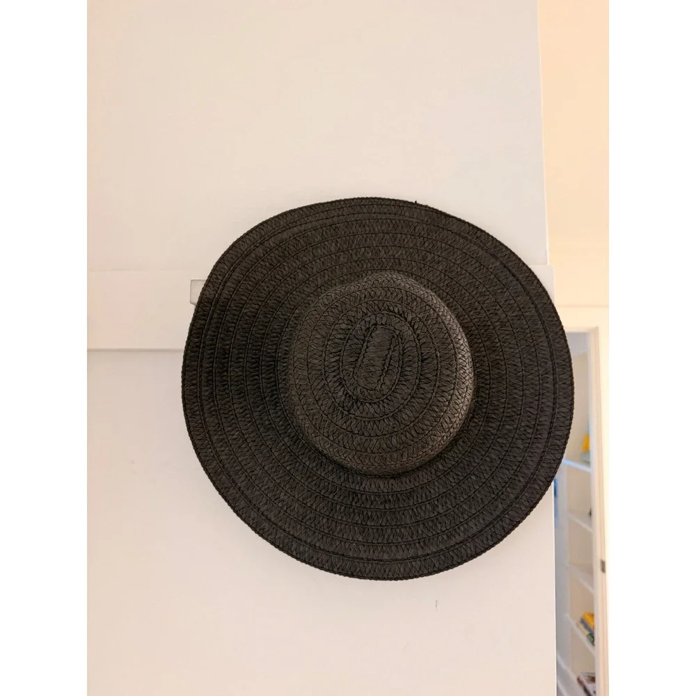 Time and Tru Sun Hat Women One Size Black Excellent Wide‎ Brim Straw Woven